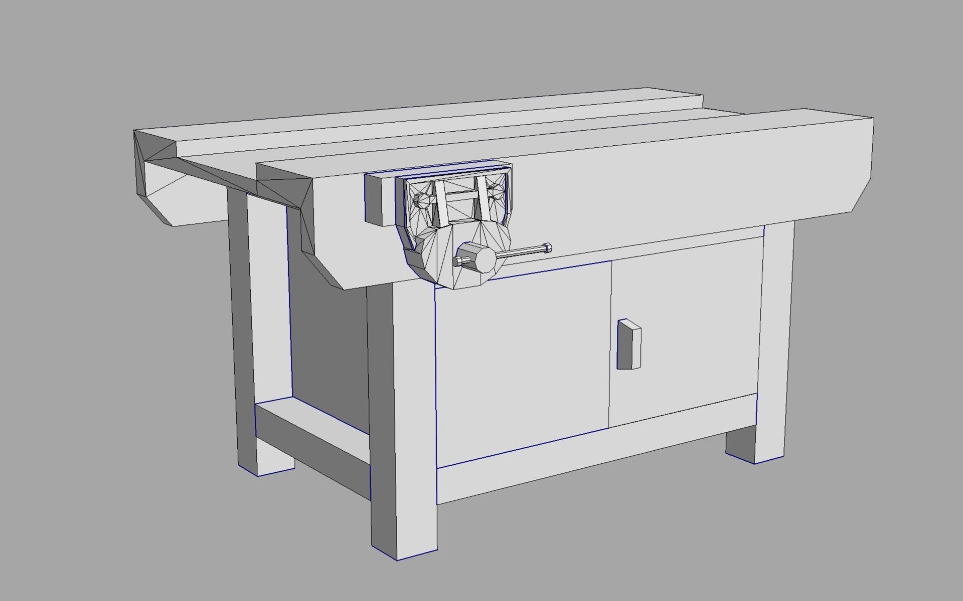 Workbench wooden with knob Low-poly 3D model_4
