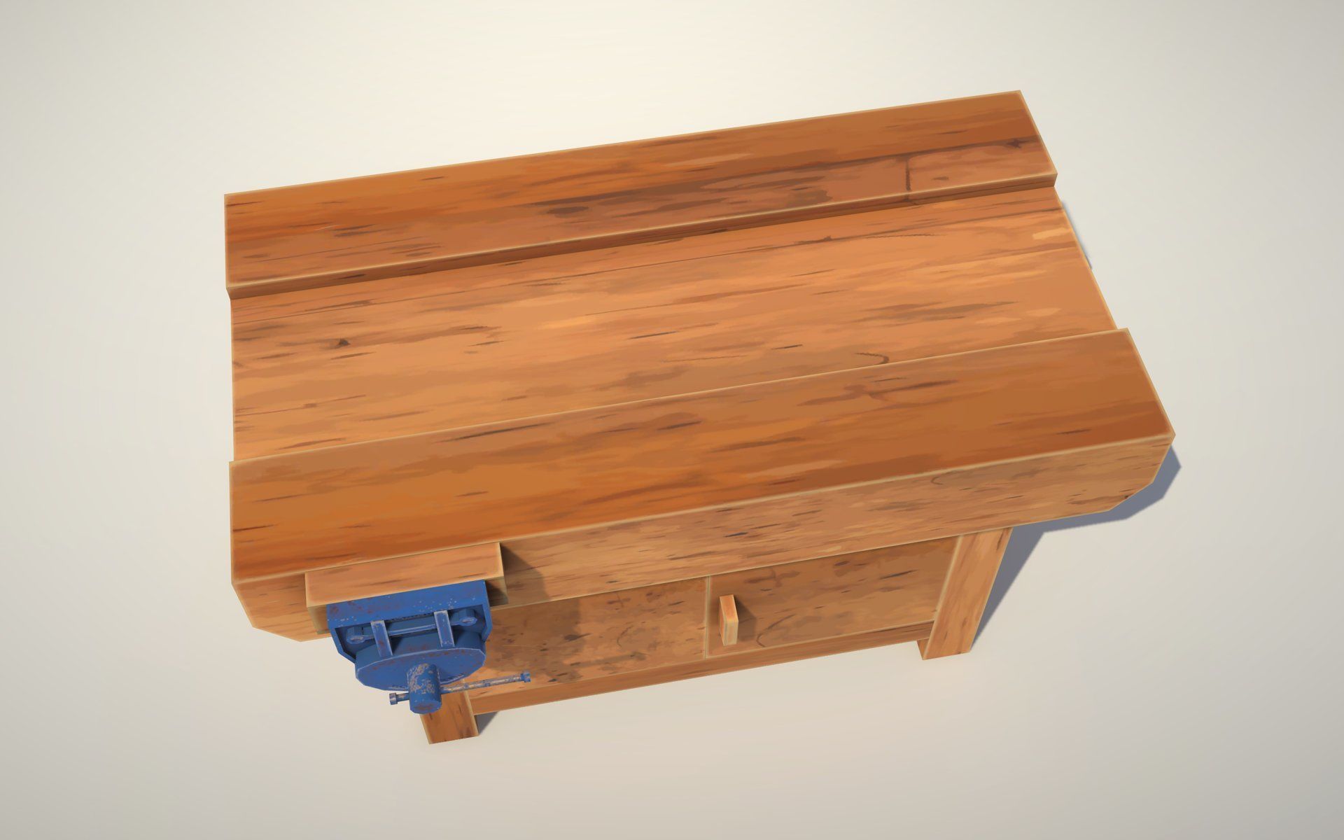 Workbench wooden with knob Low-poly 3D model_3