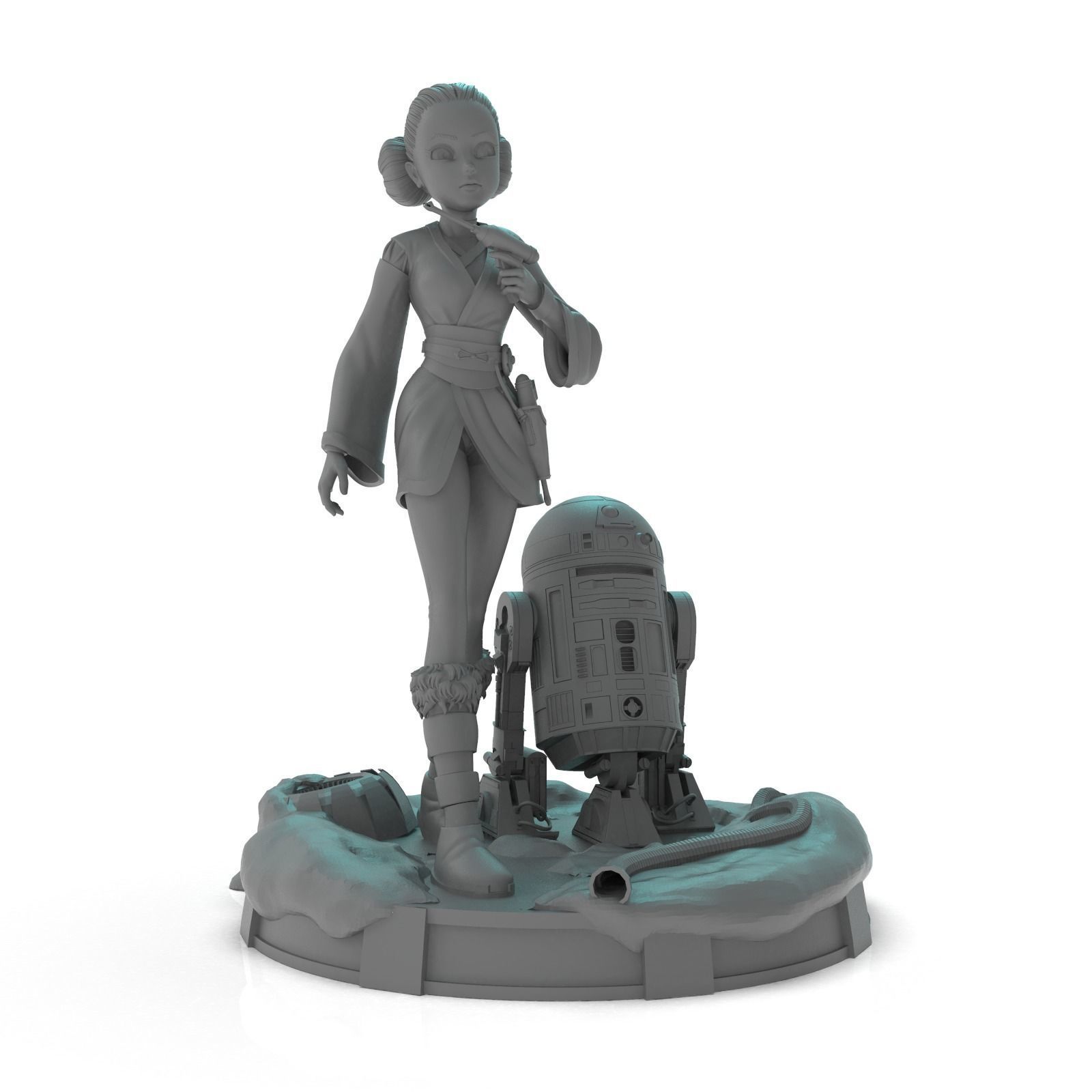 Padme and R2 Star Wars 3D print model_3
