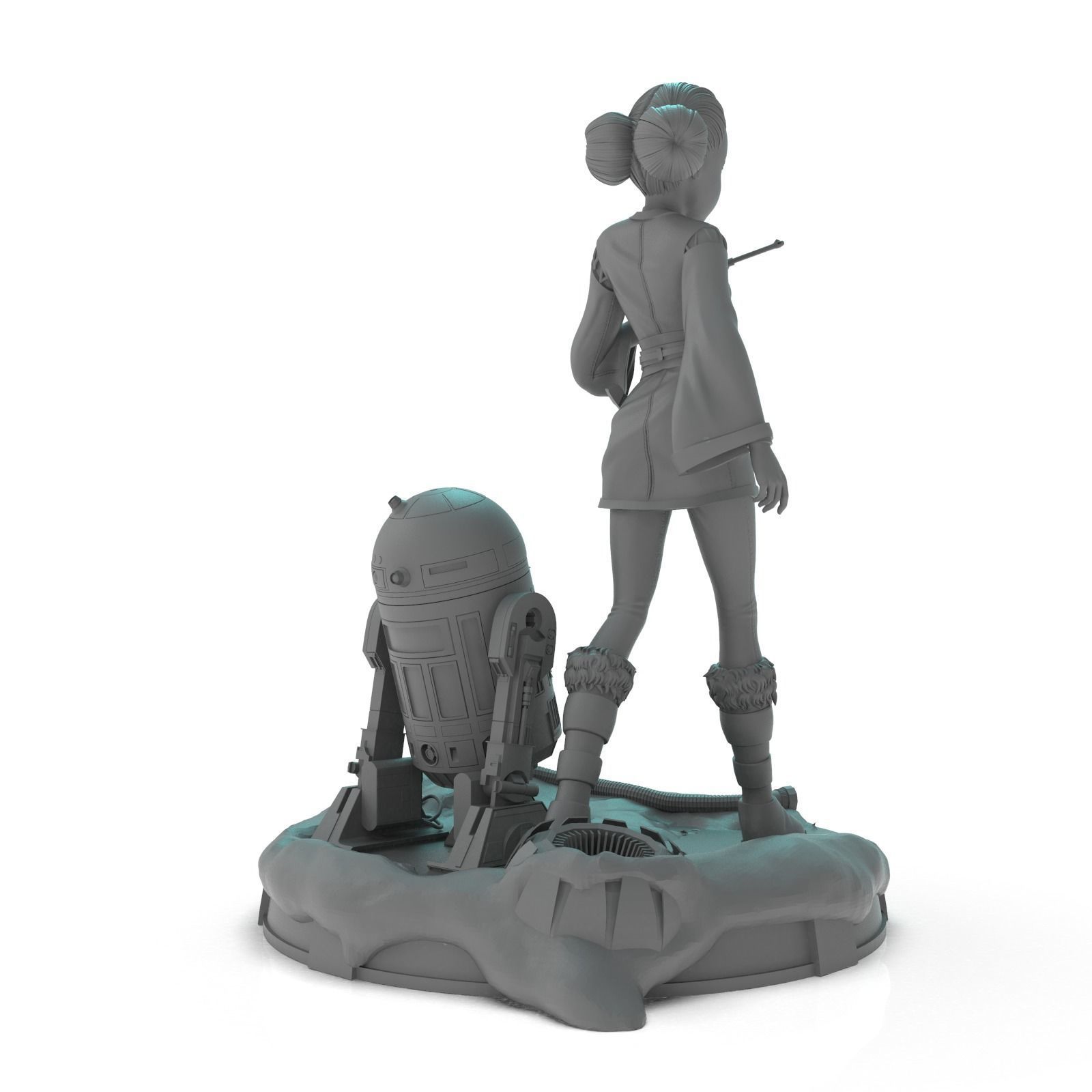 Padme and R2 Star Wars 3D print model_4