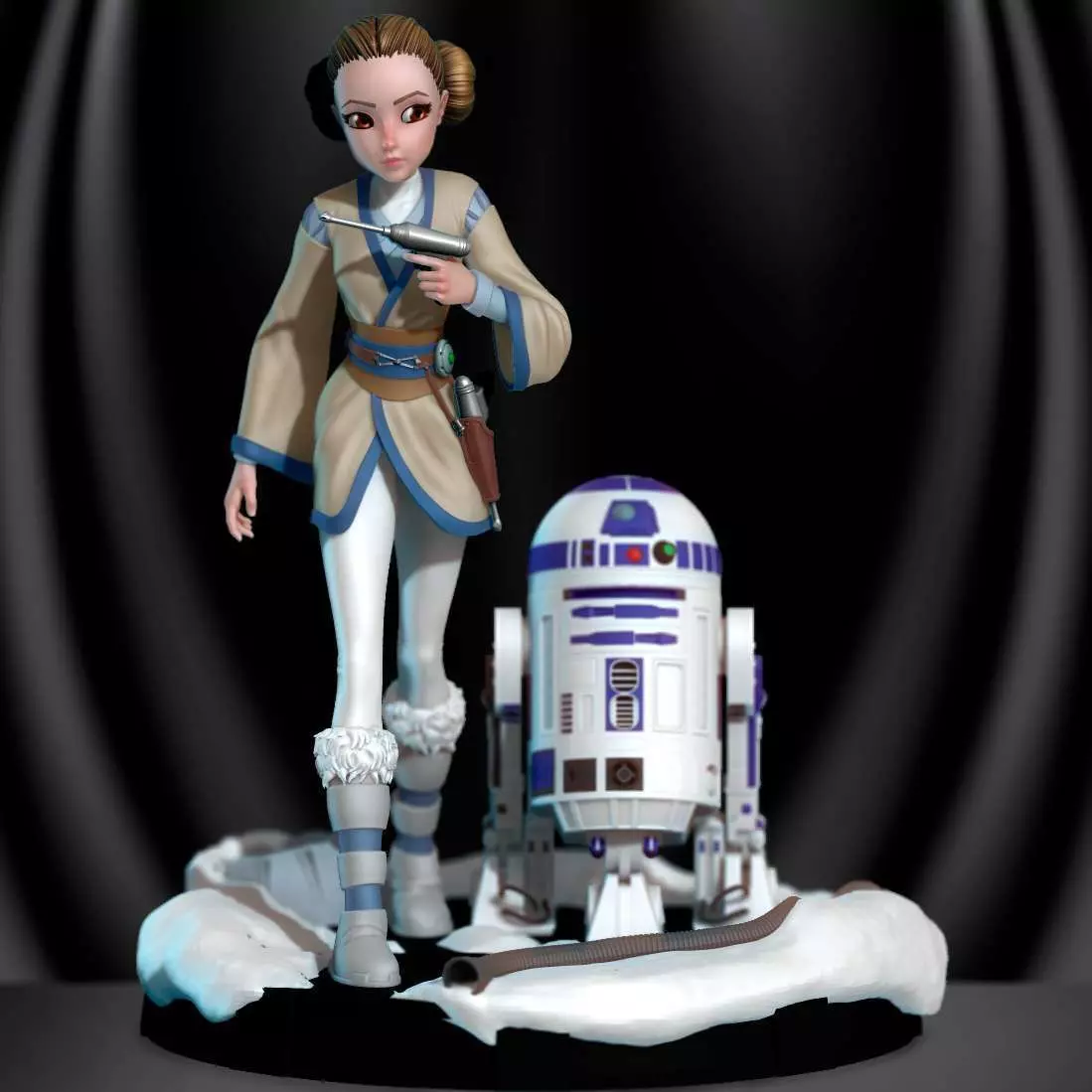 Padme and R2 Star Wars 3D print model_0