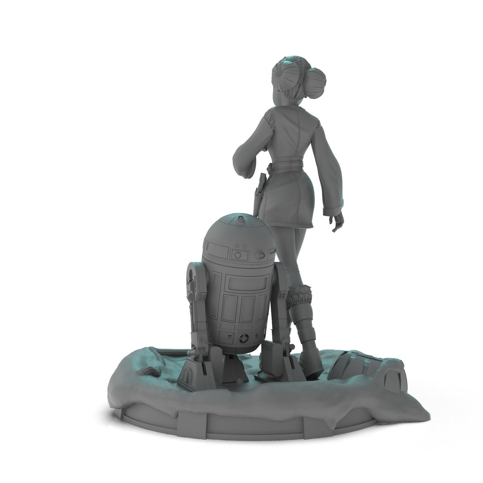 Padme and R2 Star Wars 3D print model_5