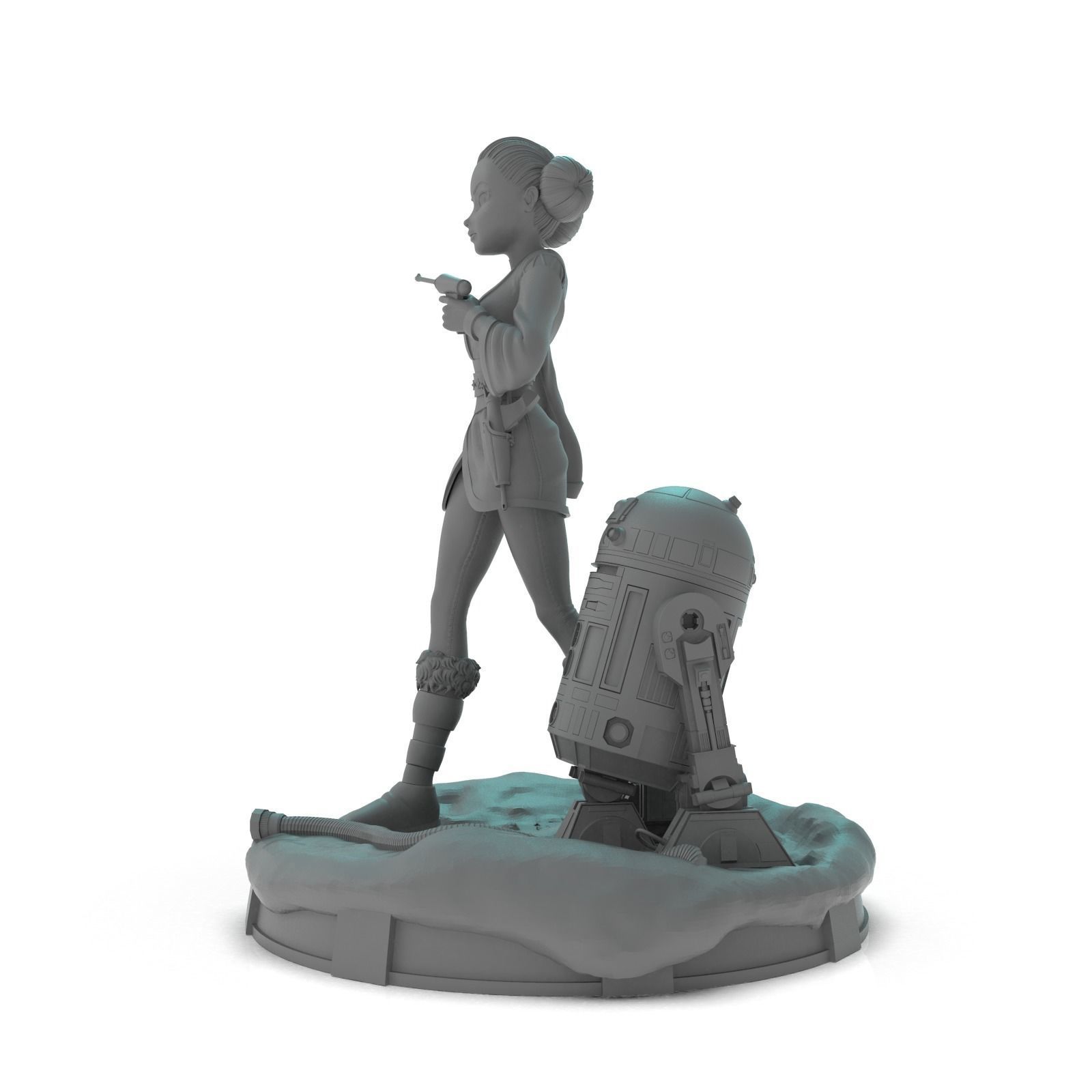 Padme and R2 Star Wars 3D print model_6