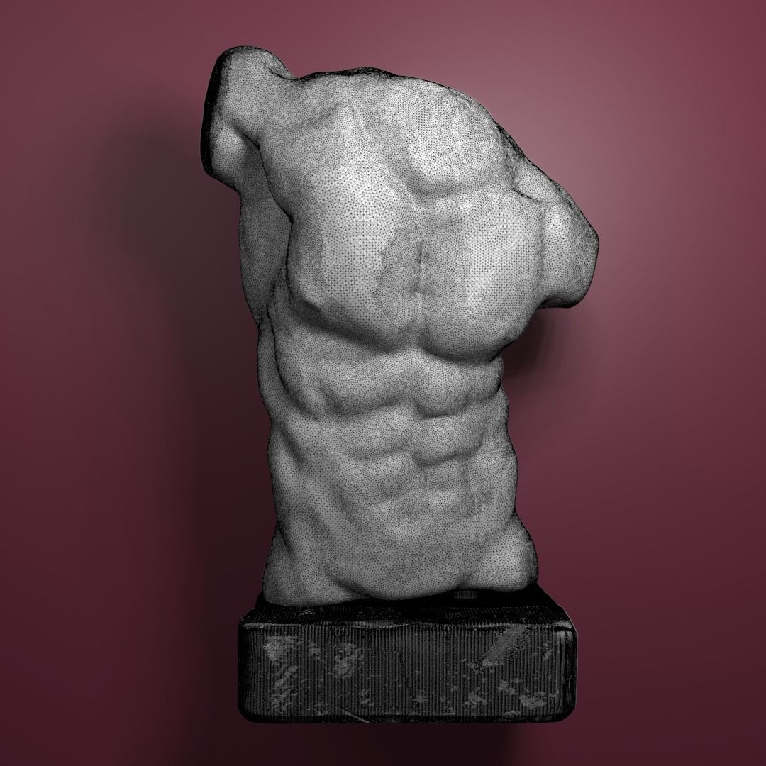 Marble Male Torso Statue Low-poly 3D model_9