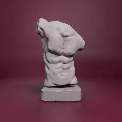 Marble Male Torso Statue Low-poly 3D model