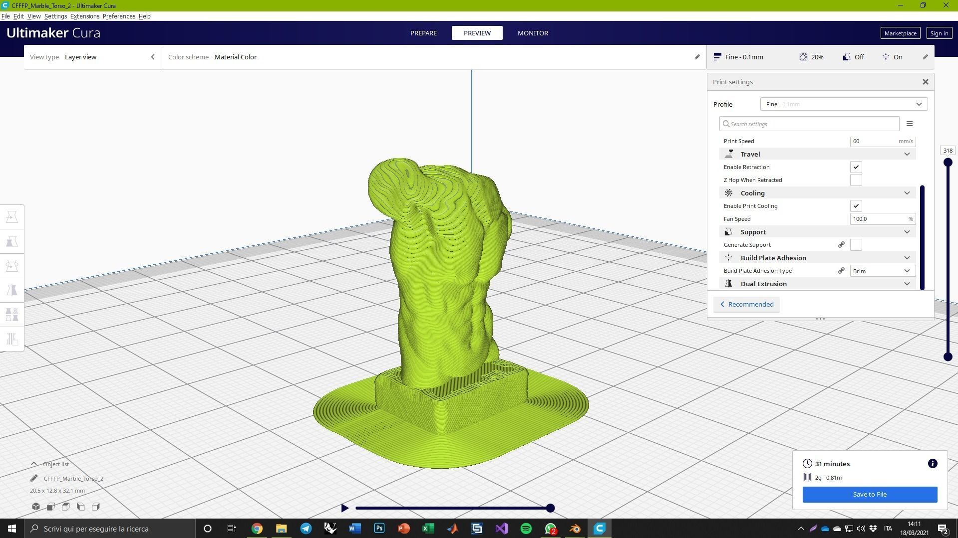 Marble Male Torso Statue Low-poly 3D model_11