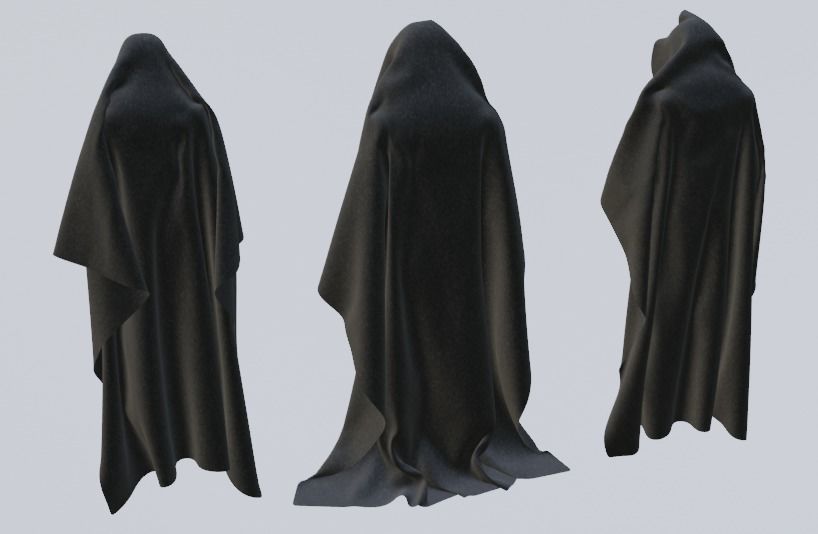 3 Black Hooded Capes