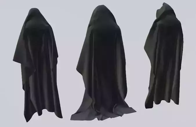 3 Black Hooded Capes Free 3D model
