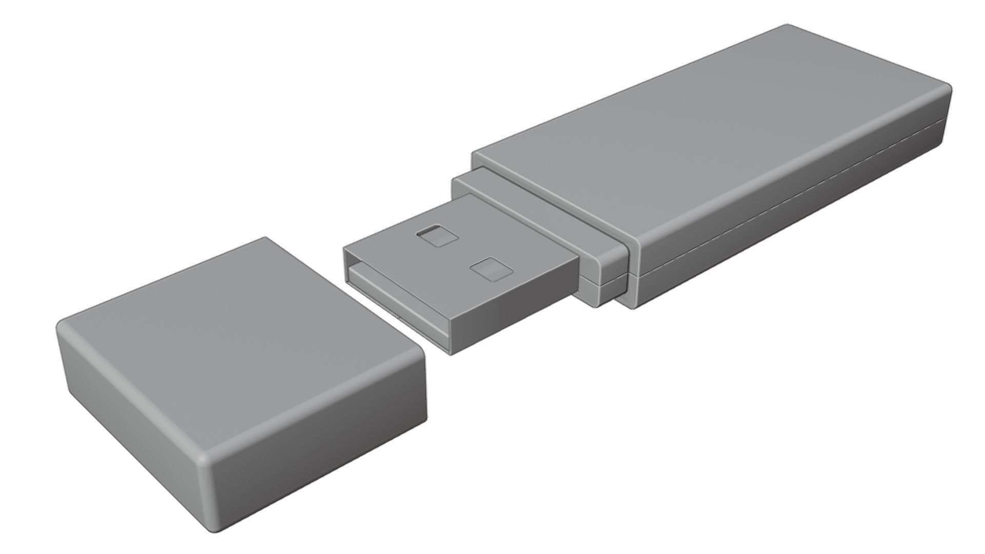 Used USB flash drive Low-poly 3D model_2