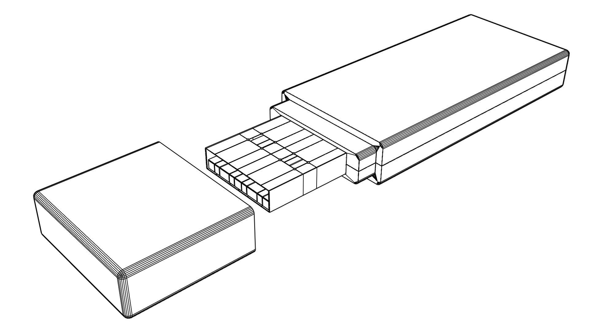 Used USB flash drive Low-poly 3D model_1