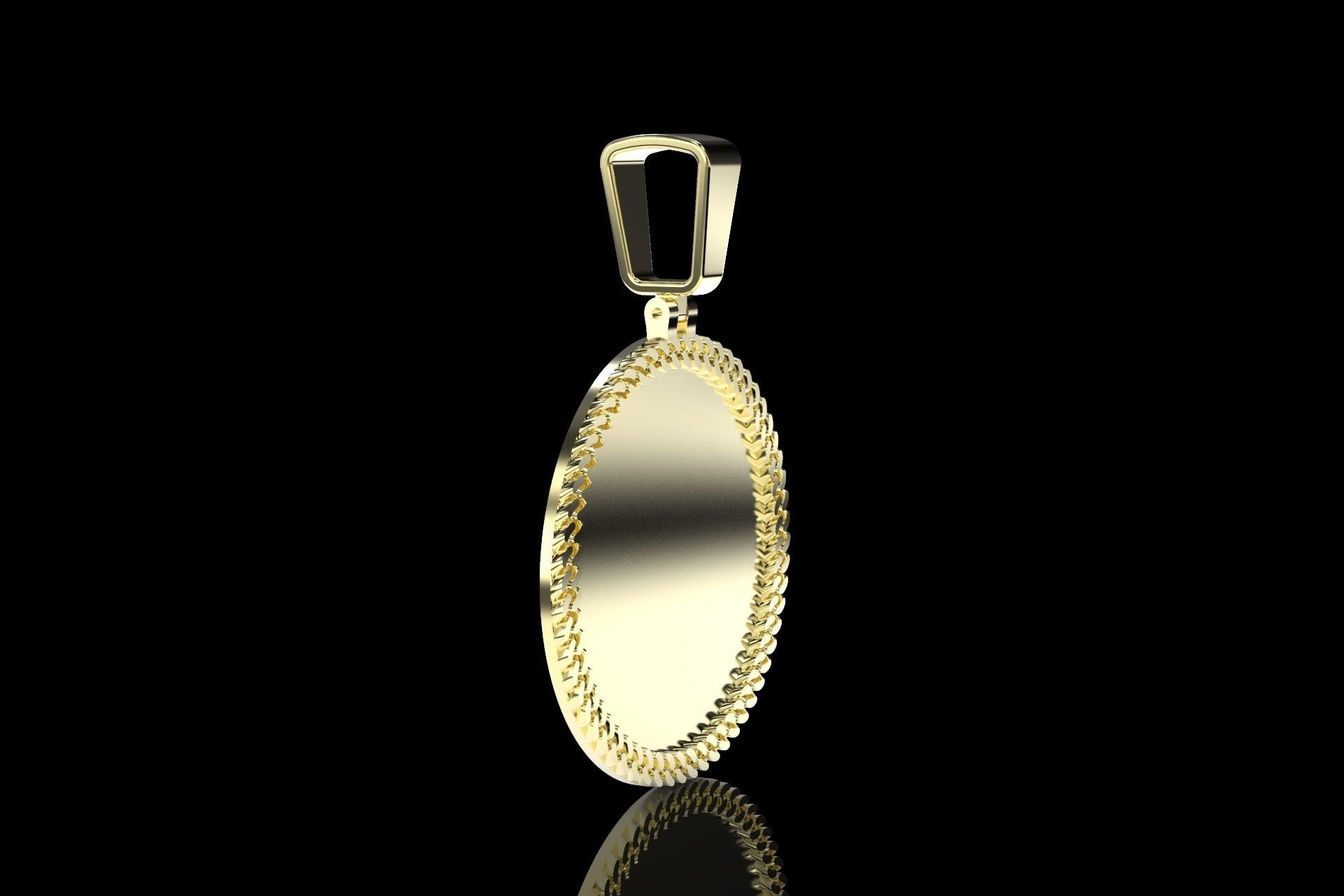 Cuban link pendant  1 inch and half with 2 Bails 3D print model_1
