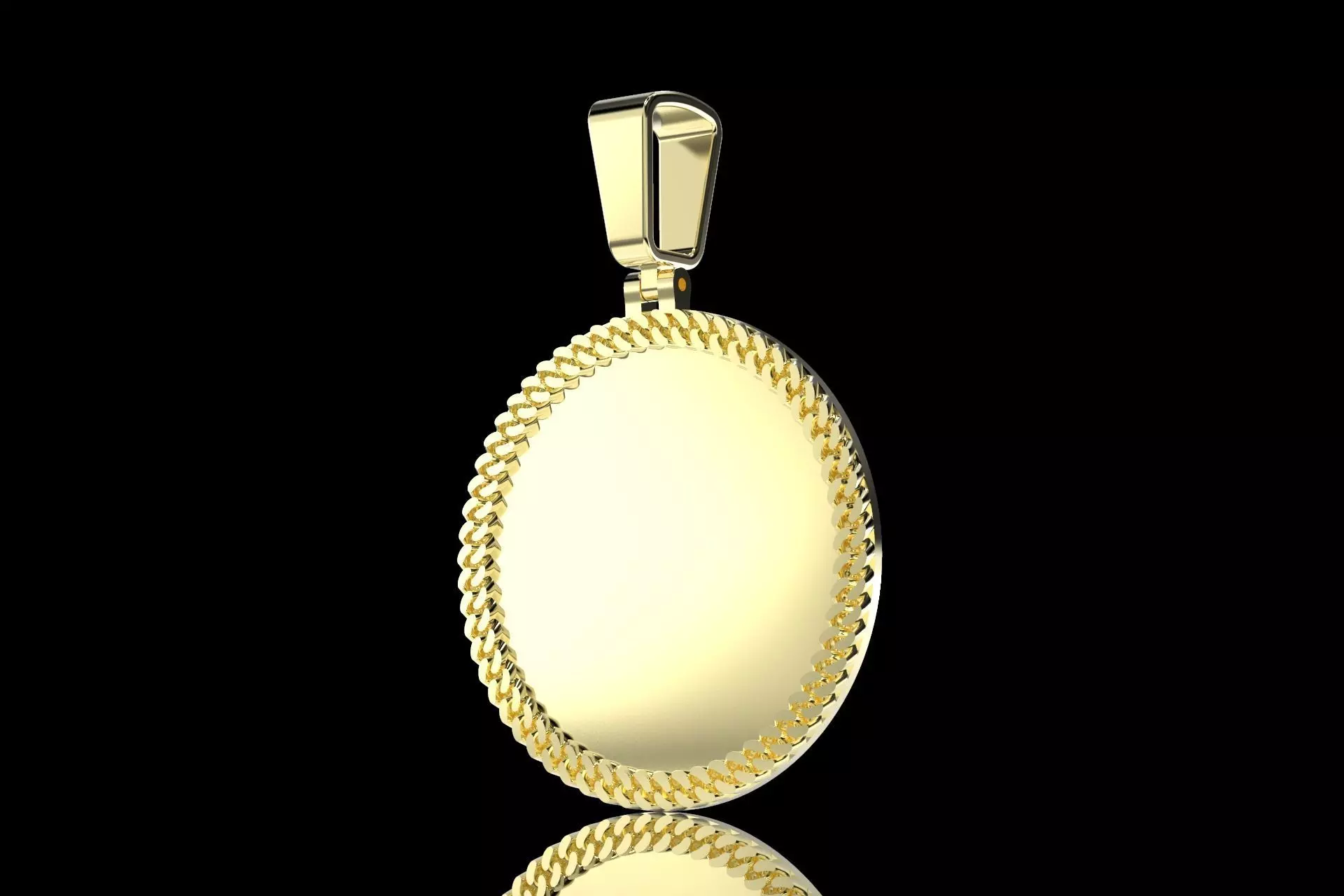 Cuban link pendant  1 inch and half with 2 Bails 3D print model_0