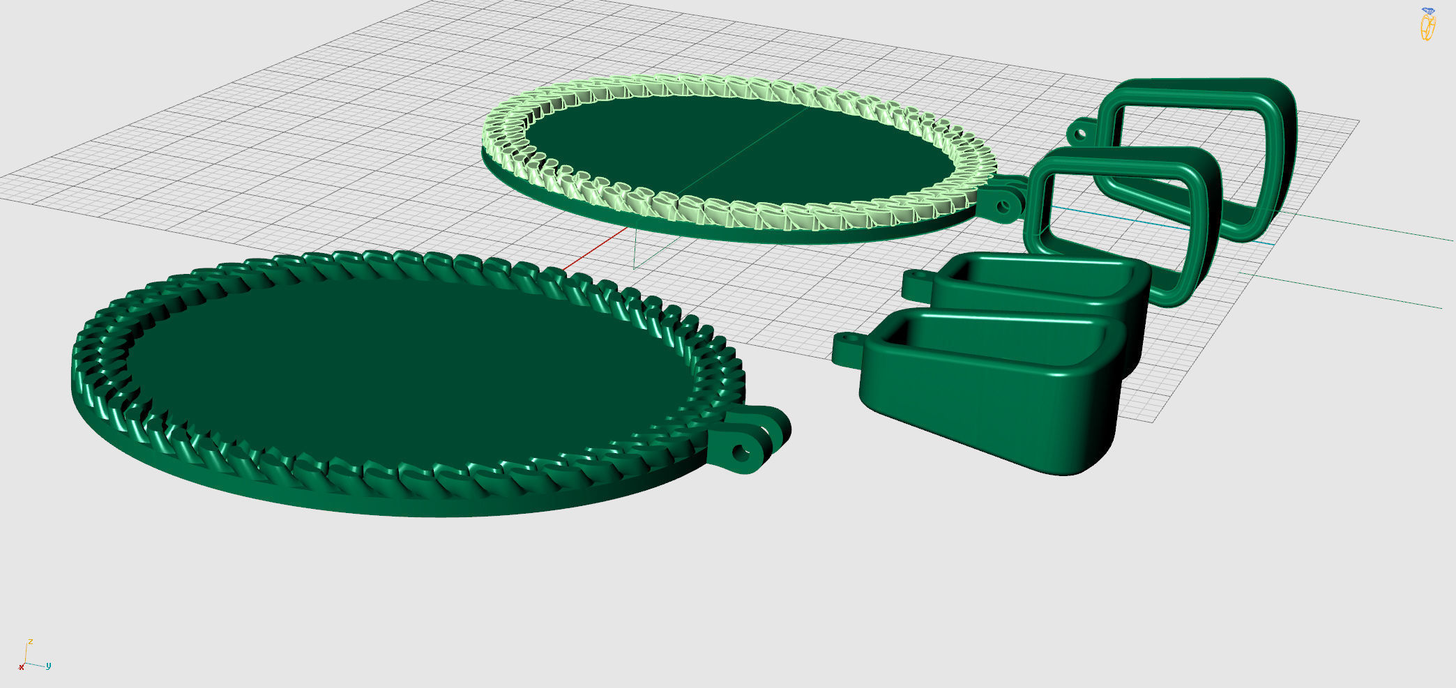 Cuban link pendant  1 inch and half with 2 Bails 3D print model_6