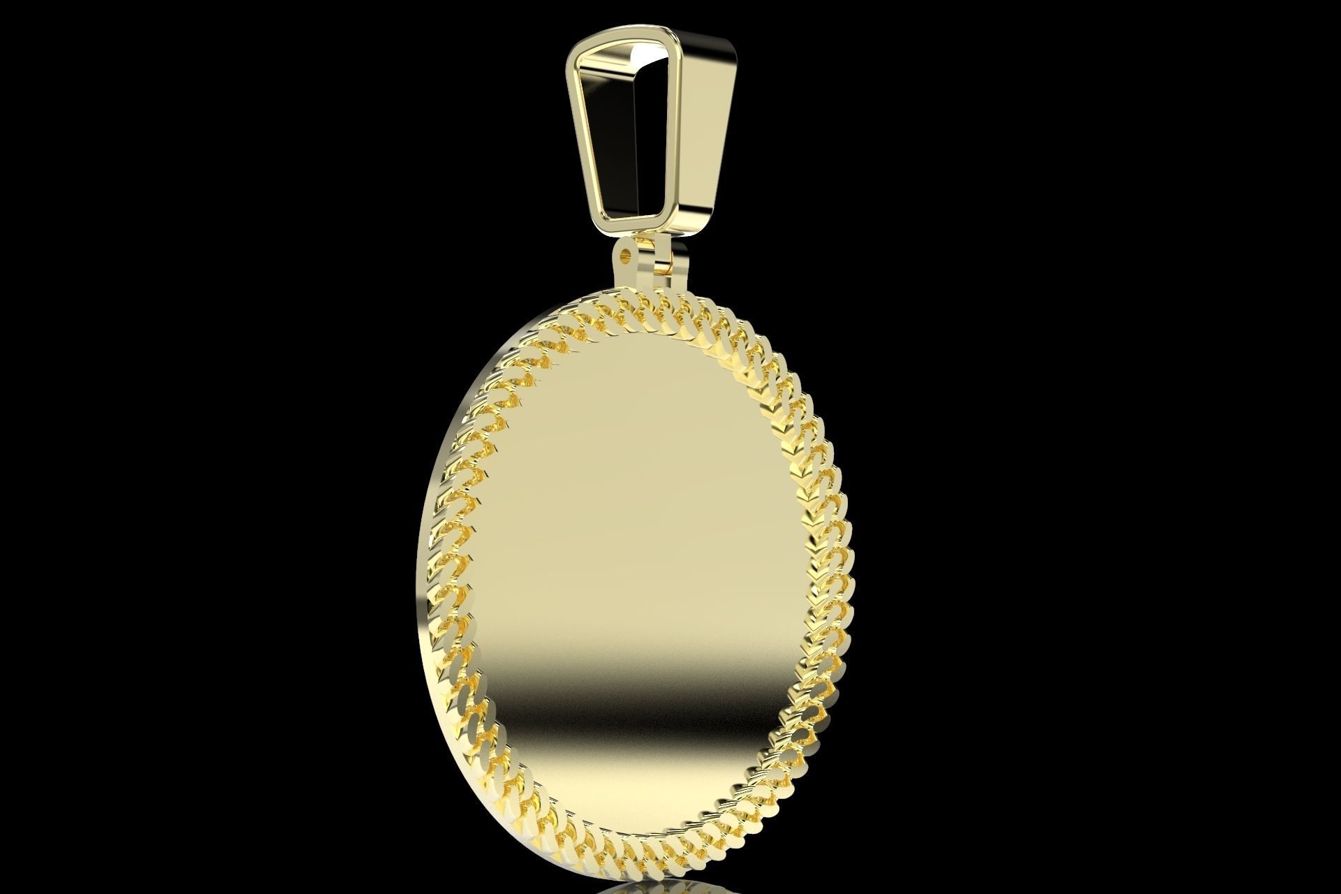 Cuban link pendant  1 inch and half with 2 Bails 3D print model_3