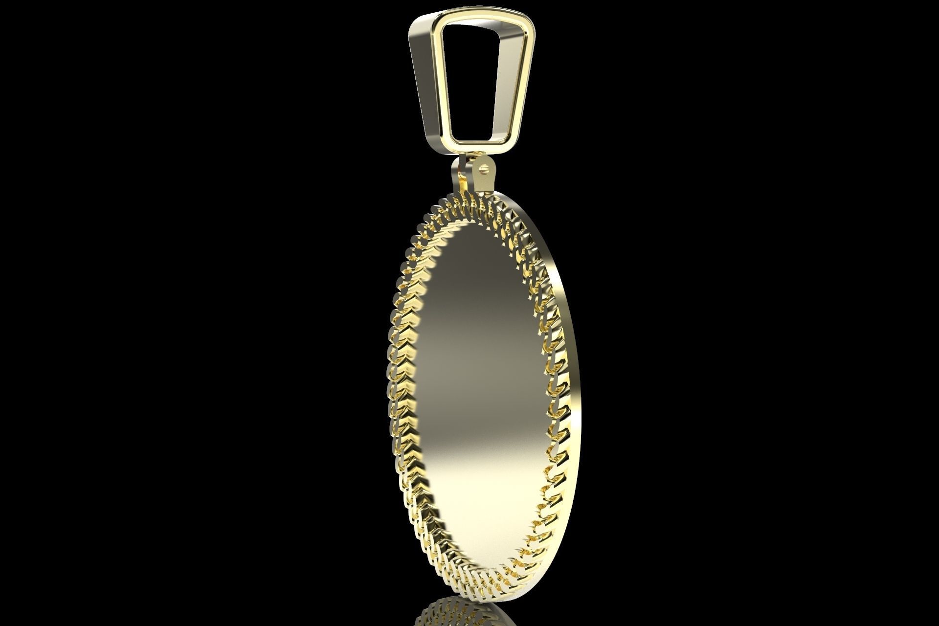 Cuban link pendant  1 inch and half with 2 Bails 3D print model_2
