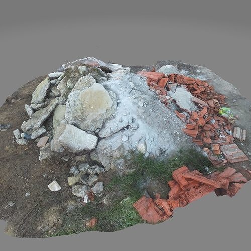 Rubble construction pile Low-poly 3D model