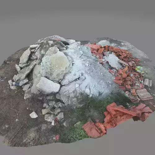 Rubble construction pile Low-poly 3D model