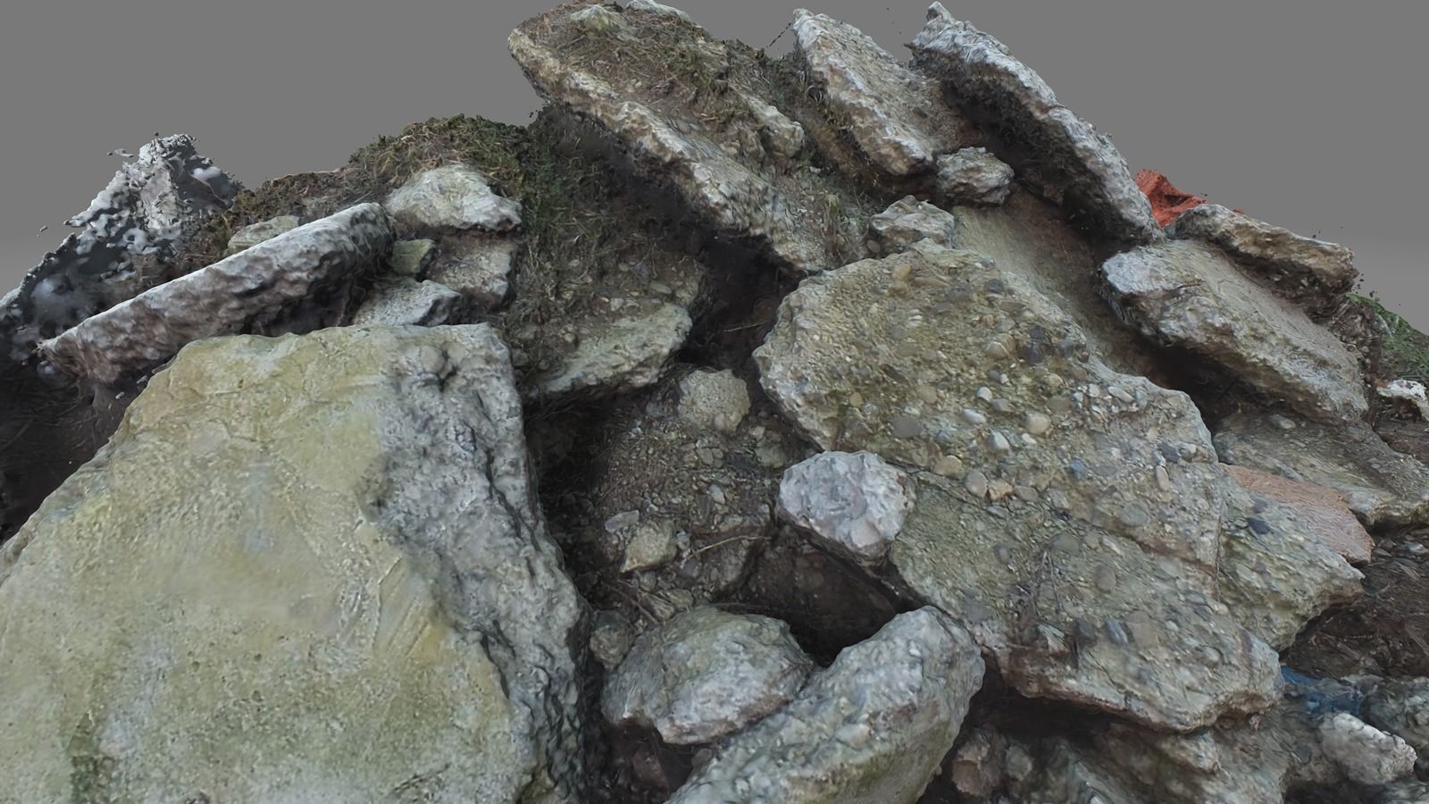 Rubble construction pile Low-poly 3D model_5