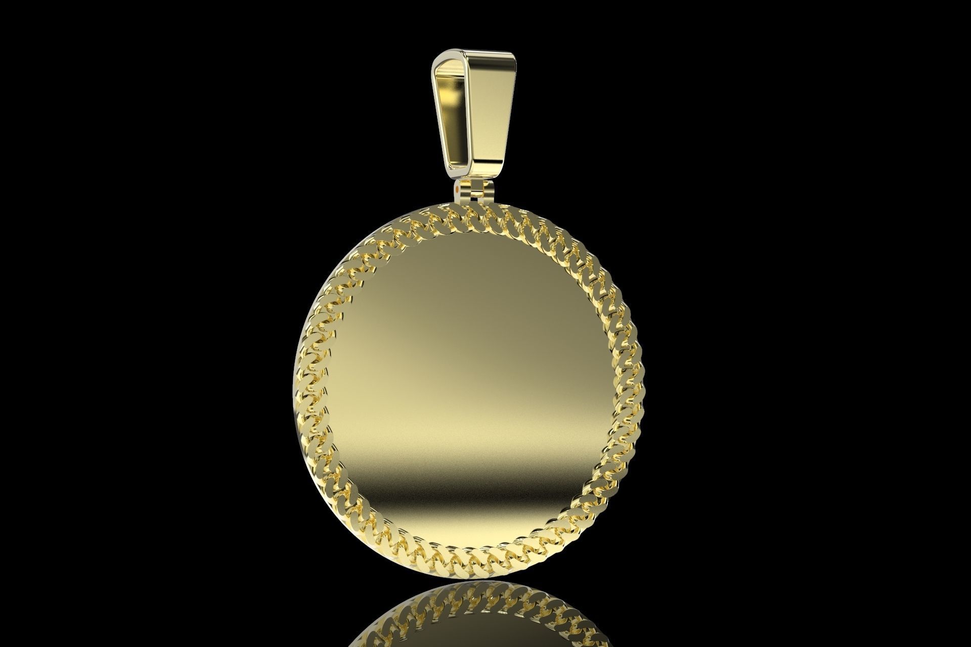 Cuban link pendant 2 inch diameter 3D print model_2