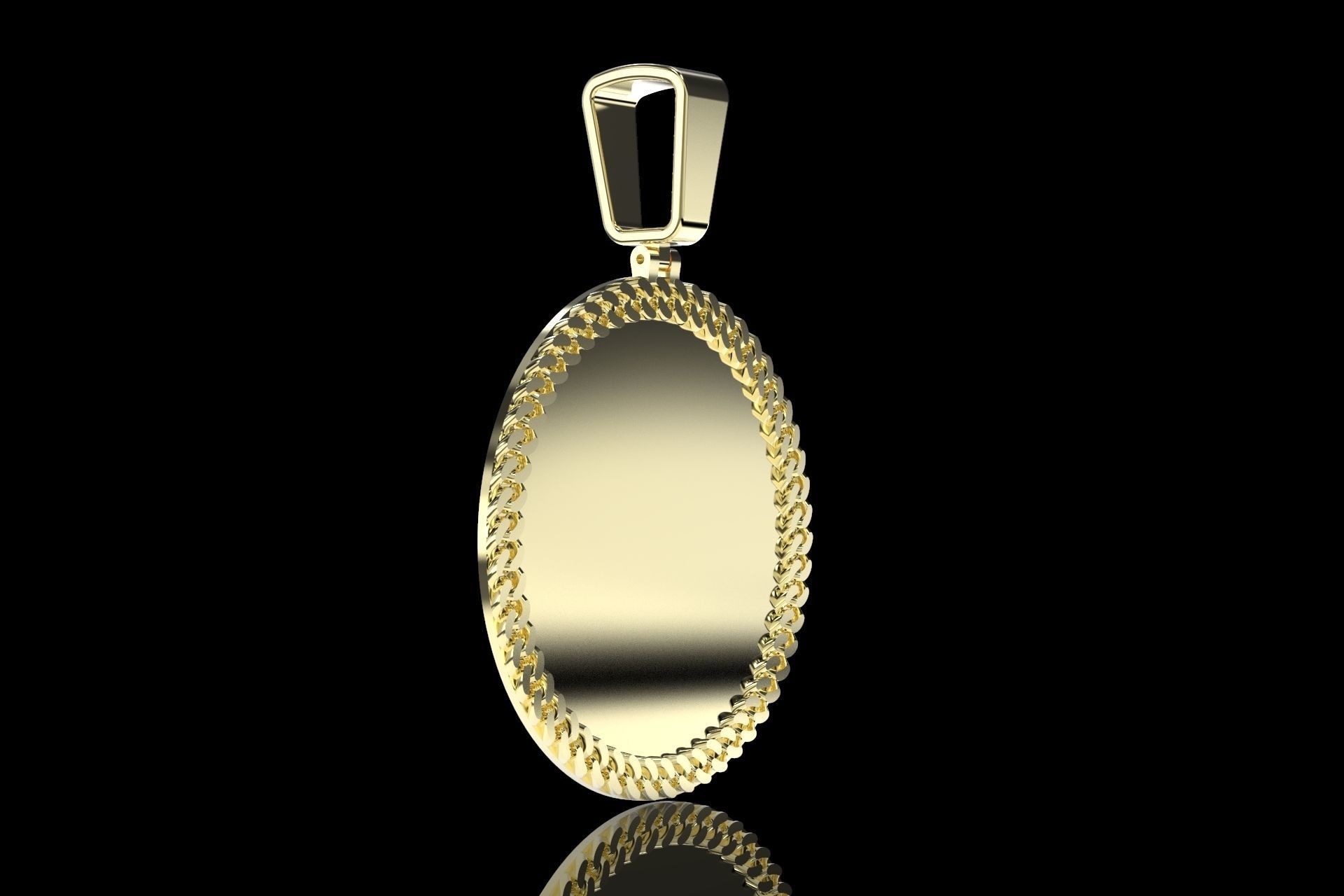Cuban link pendant 2 inch diameter 3D print model_1