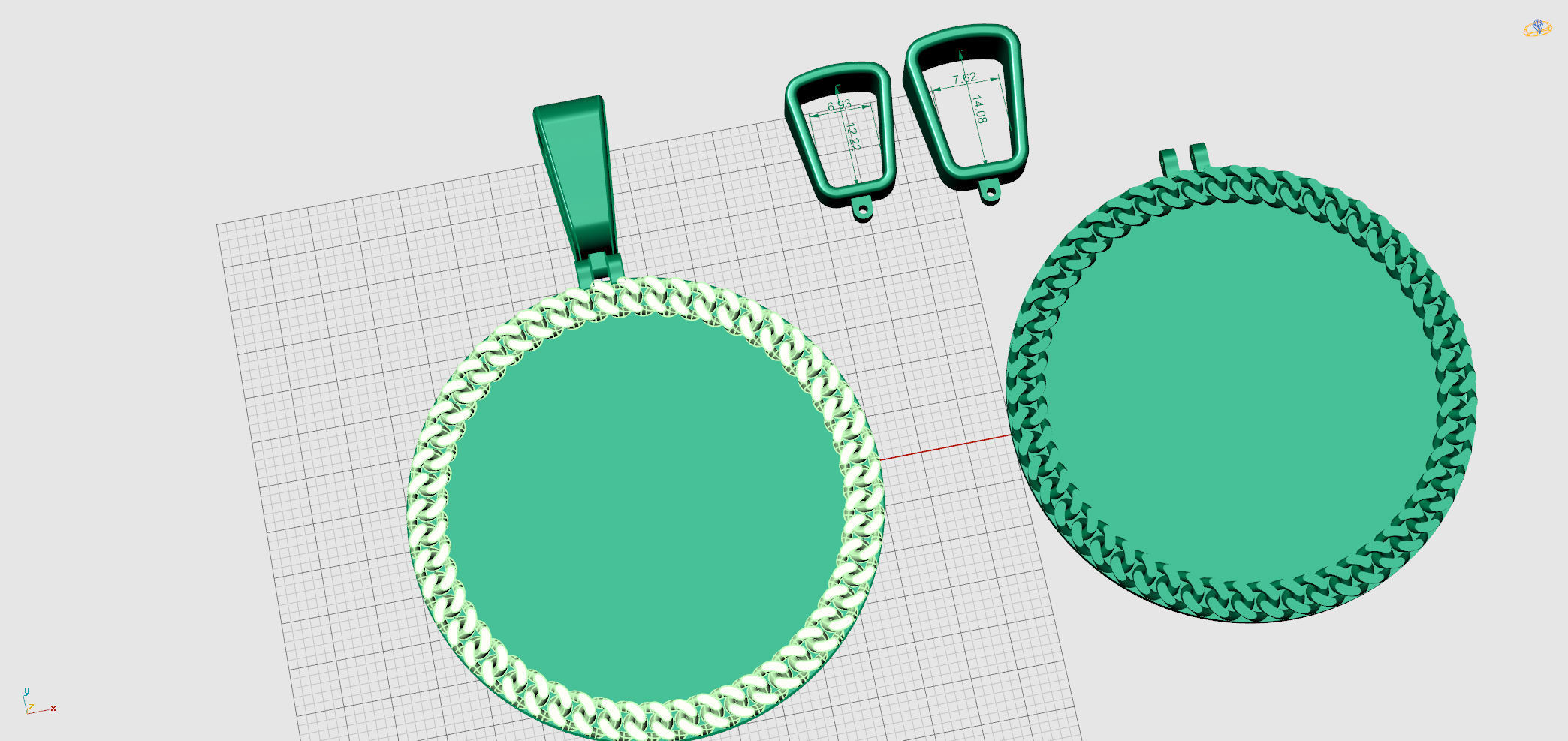 Cuban link pendant 2 inch diameter 3D print model_5