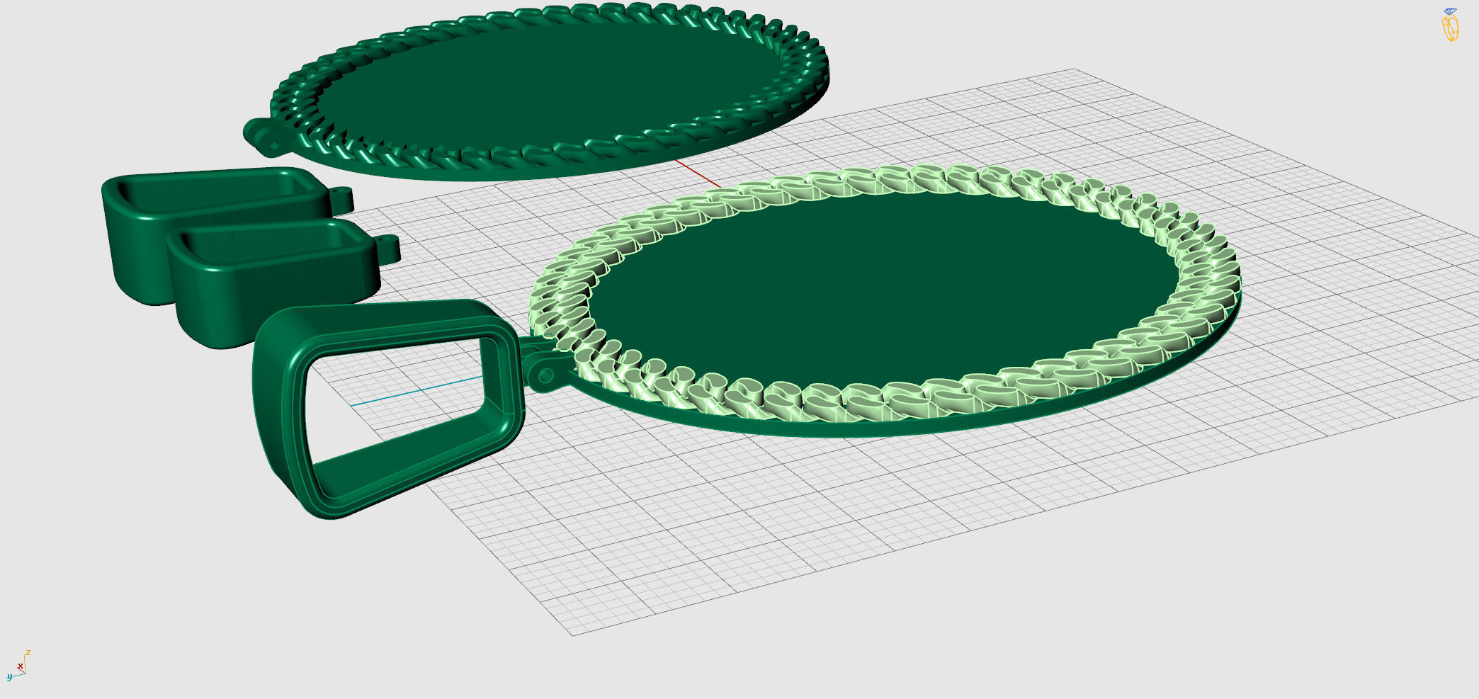 Cuban link pendant 2 inch diameter 3D print model_6