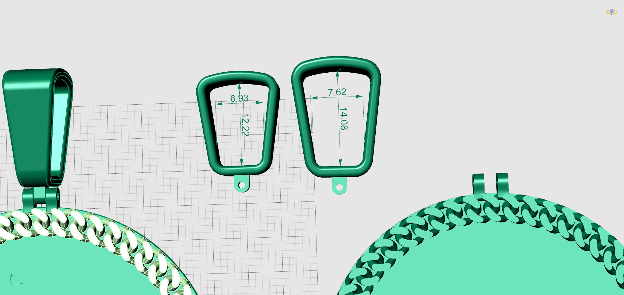 Cuban link pendant 2 inch diameter 3D print model_8