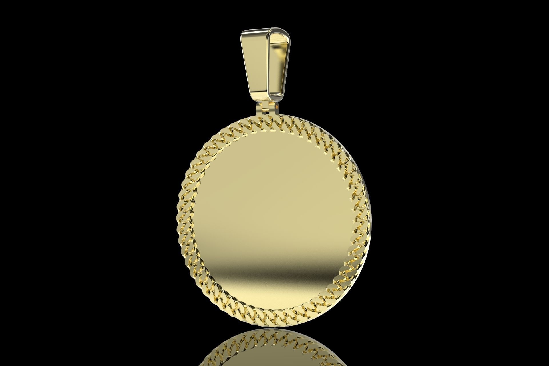 Cuban link pendant 2 inch diameter 3D print model_3