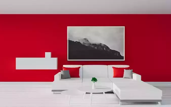 red living room Low-poly 3D model