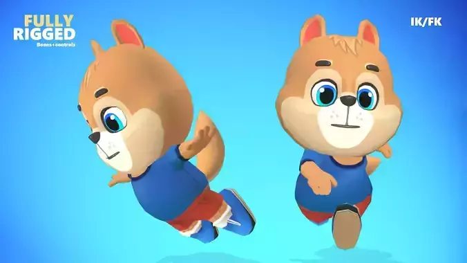 Squirrel Animated Rigged Low-poly 3D model