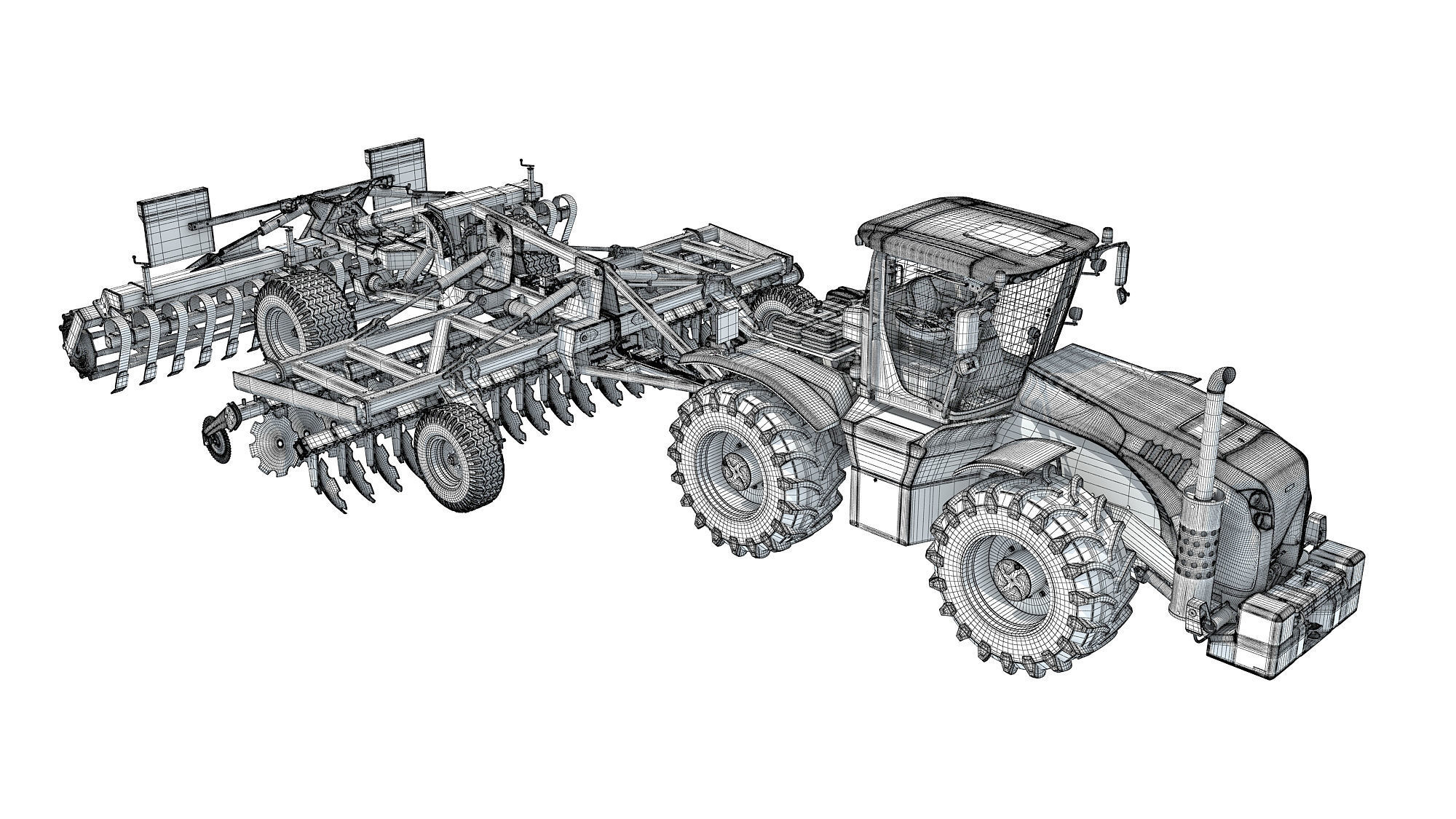 Tractor with Trailed Disc Harrow 3D model_19