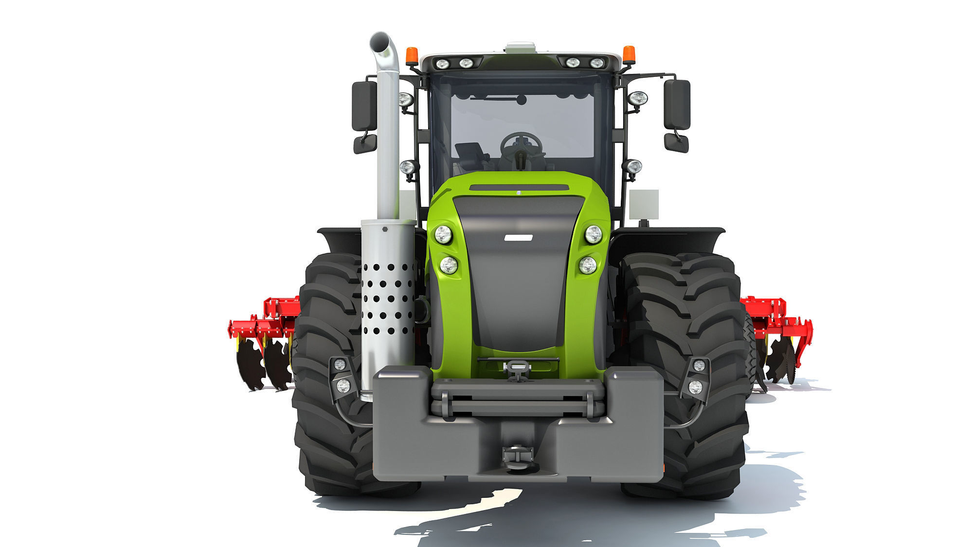 Tractor with Trailed Disc Harrow 3D model_9