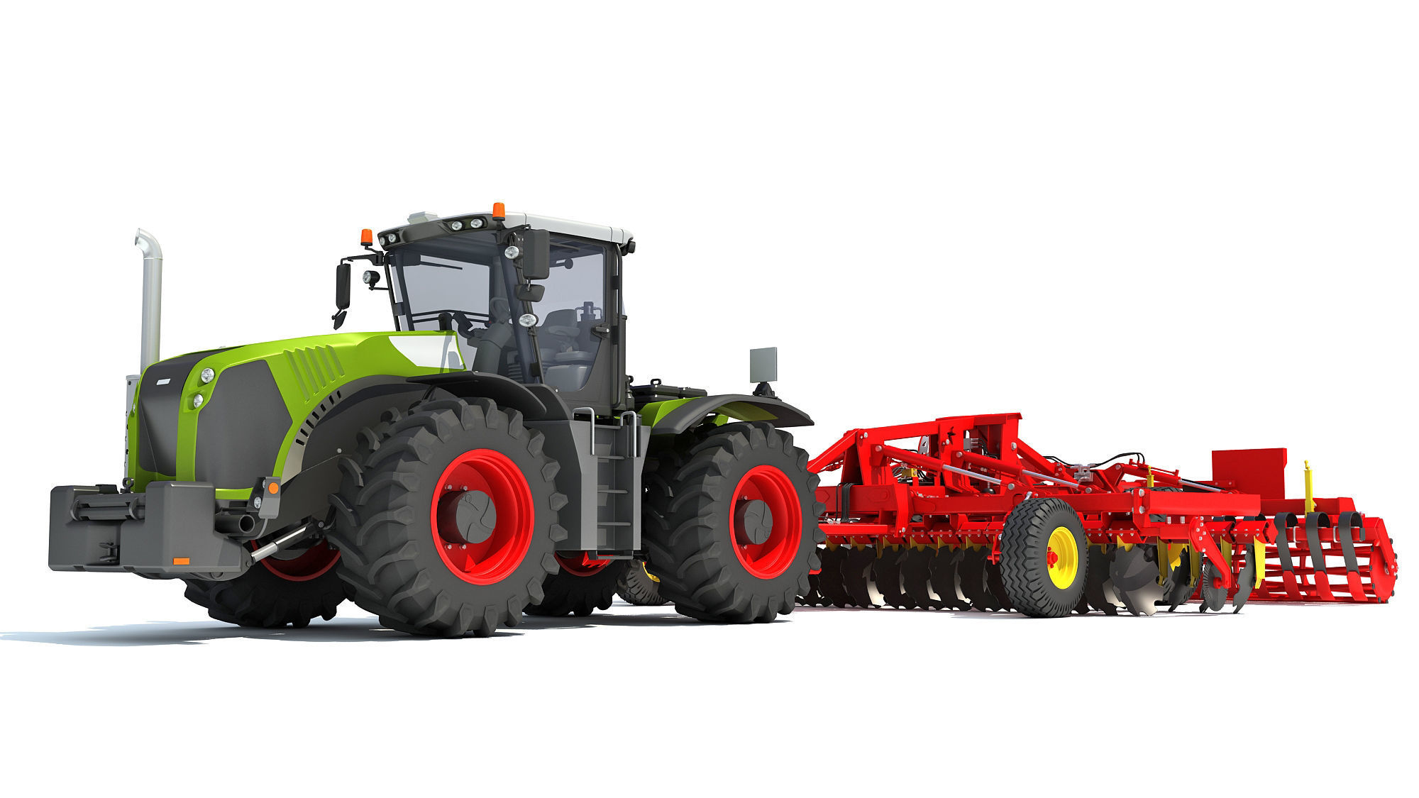 Tractor with Trailed Disc Harrow 3D model_10