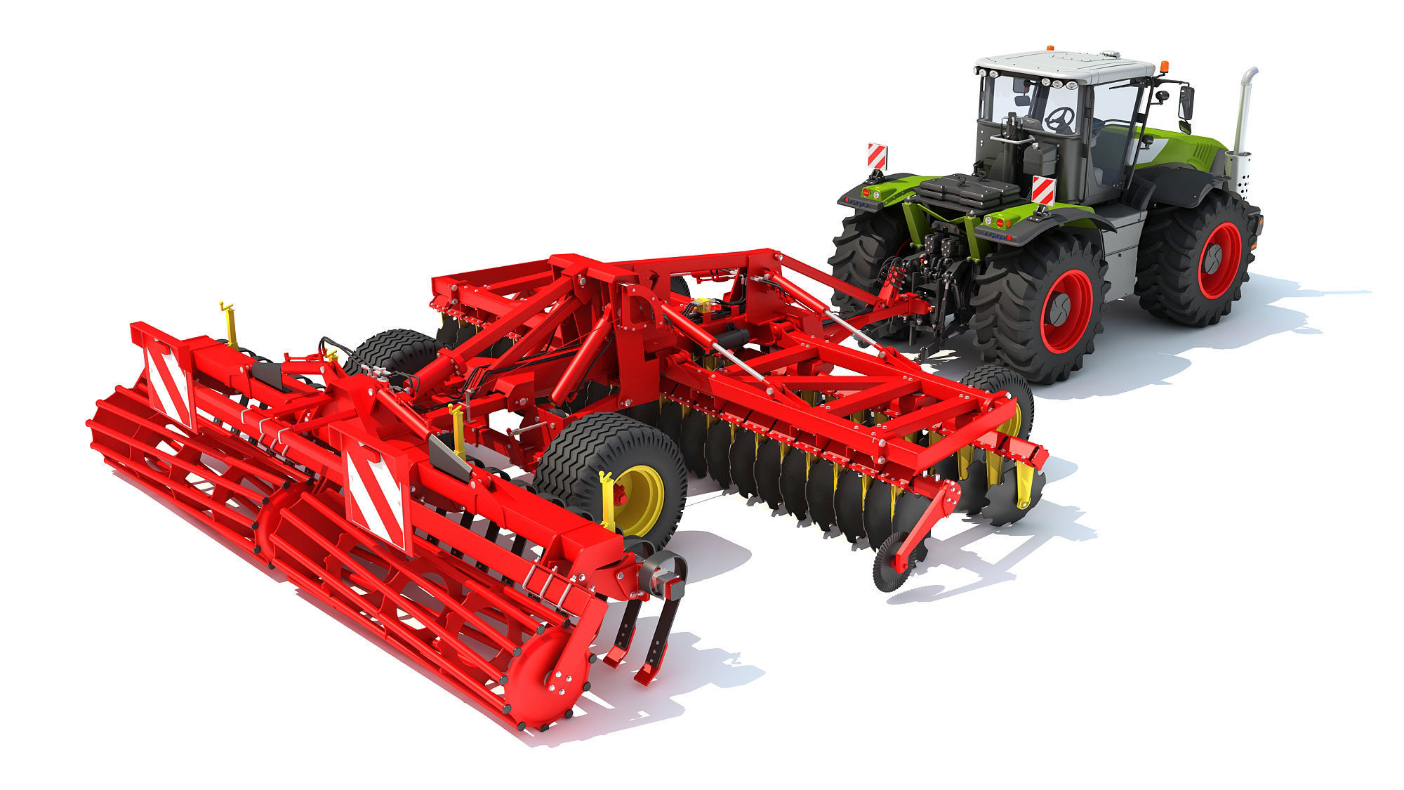 Tractor with Trailed Disc Harrow 3D model_5