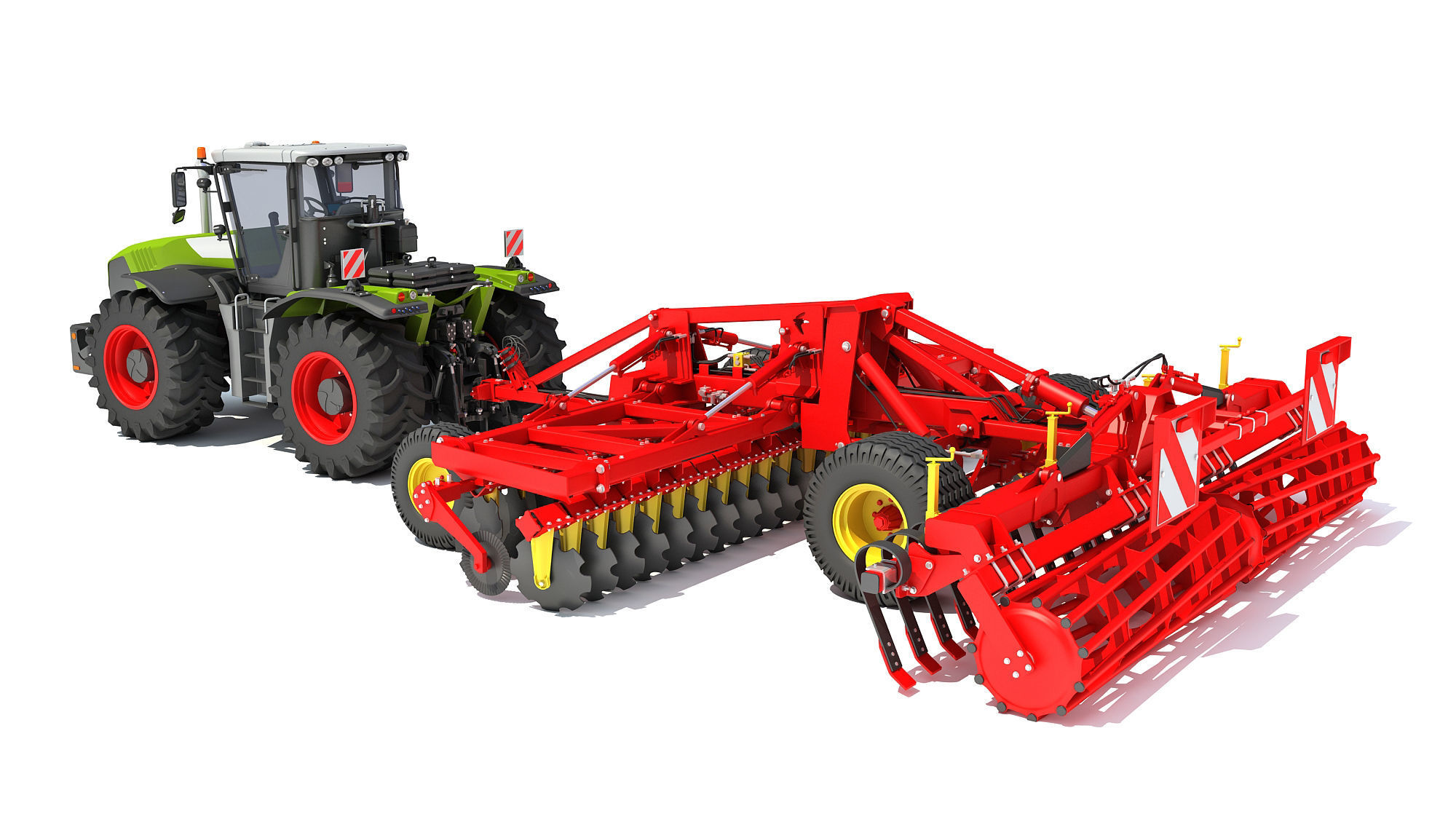 Tractor with Trailed Disc Harrow 3D model_3