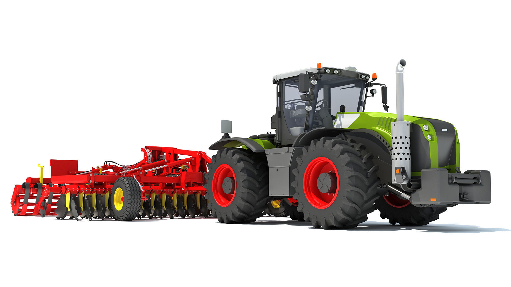 Tractor with Trailed Disc Harrow 3D model_8