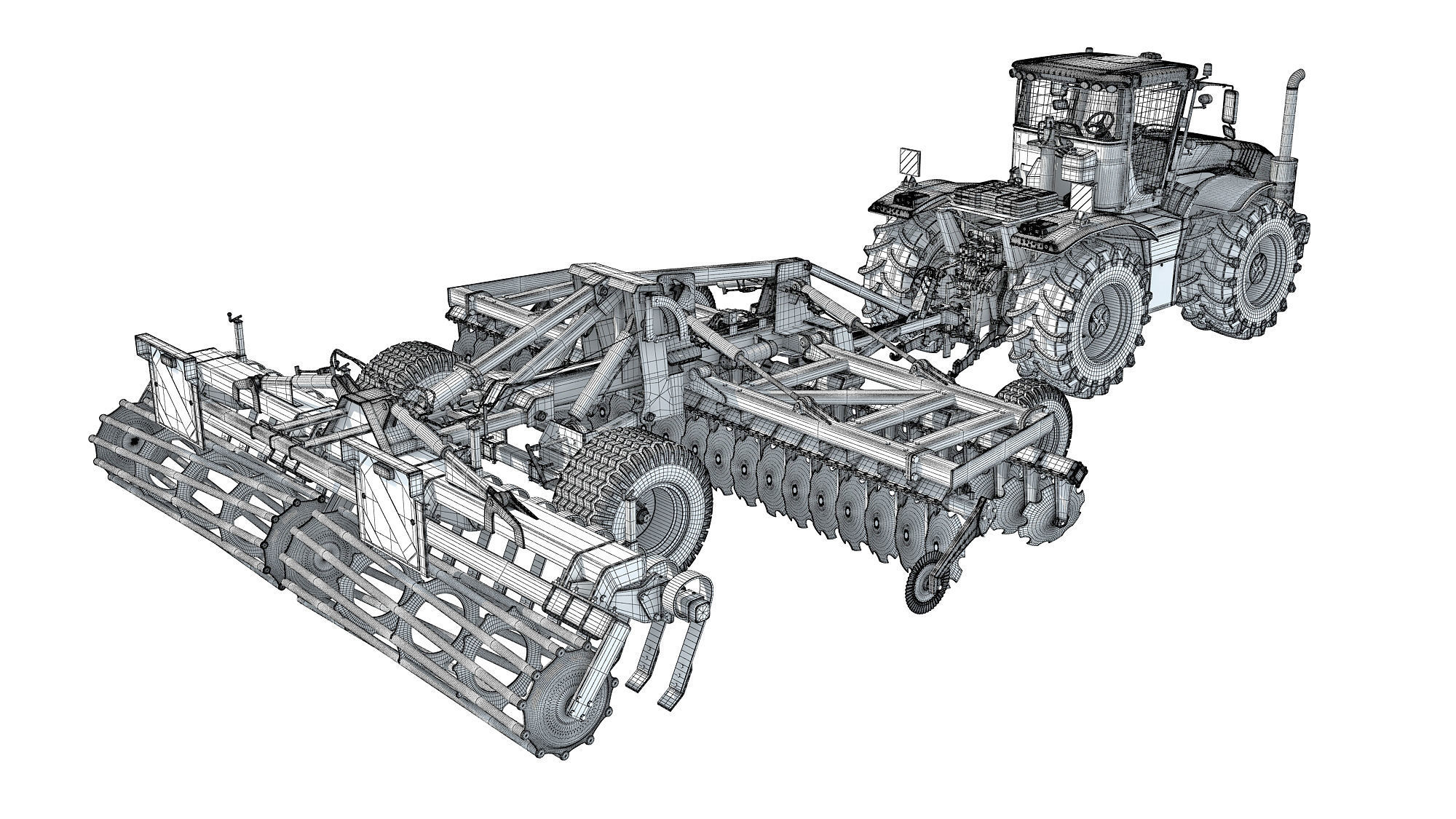 Tractor with Trailed Disc Harrow 3D model_18
