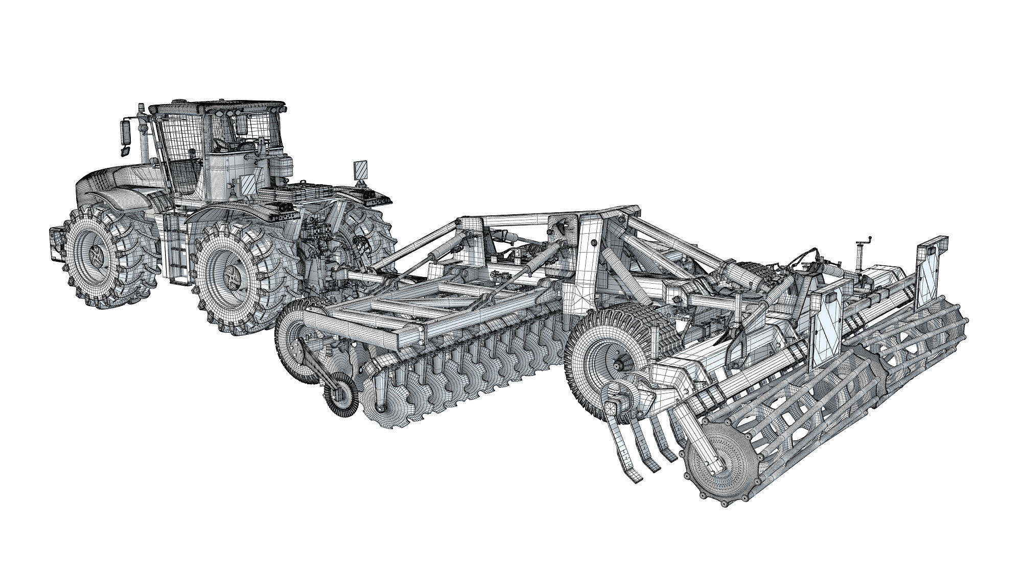 Tractor with Trailed Disc Harrow 3D model_17