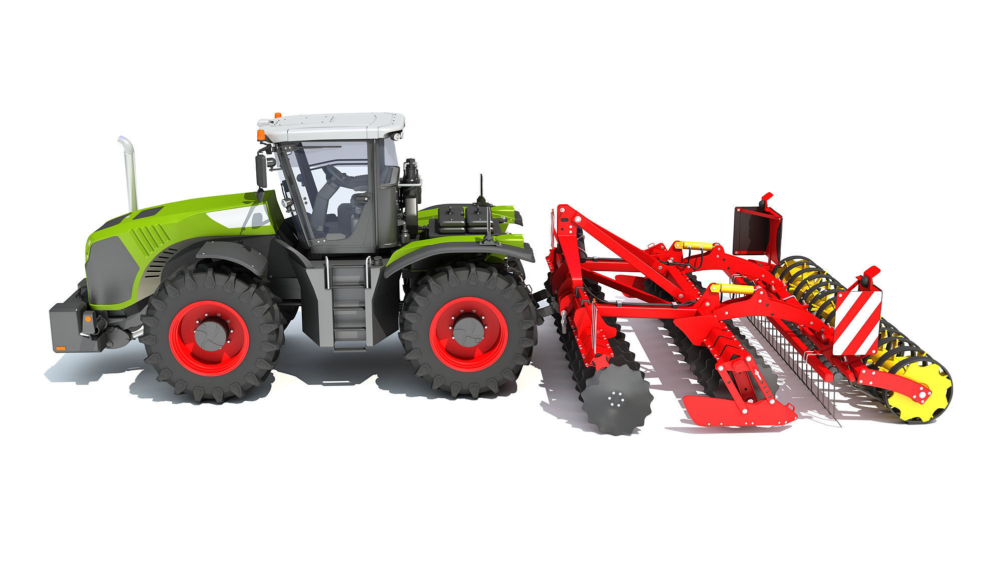 Tractor with Disc Harrow 3D model_2