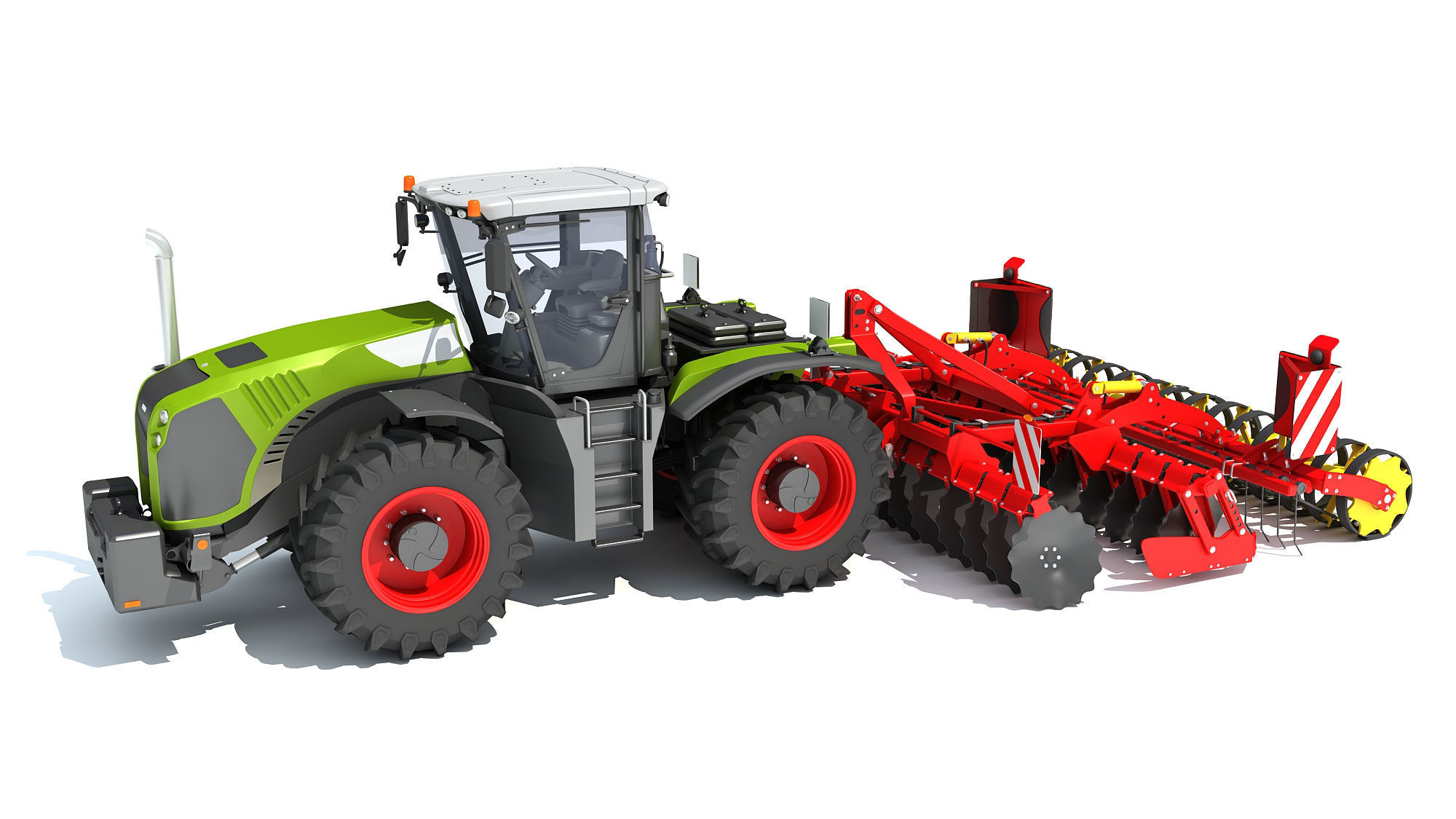 Tractor with Disc Harrow 3D model_1