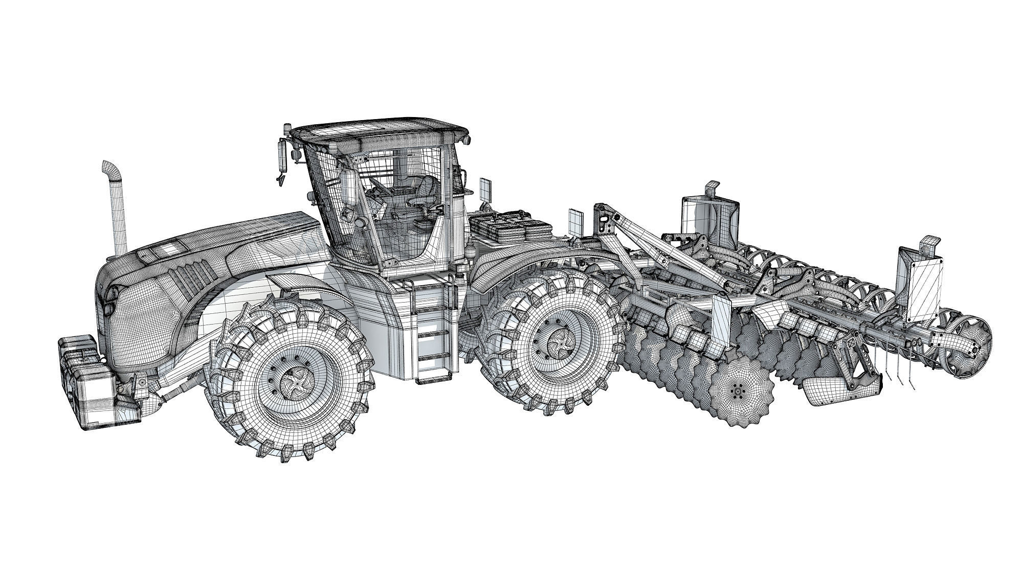 Tractor with Disc Harrow 3D model_16