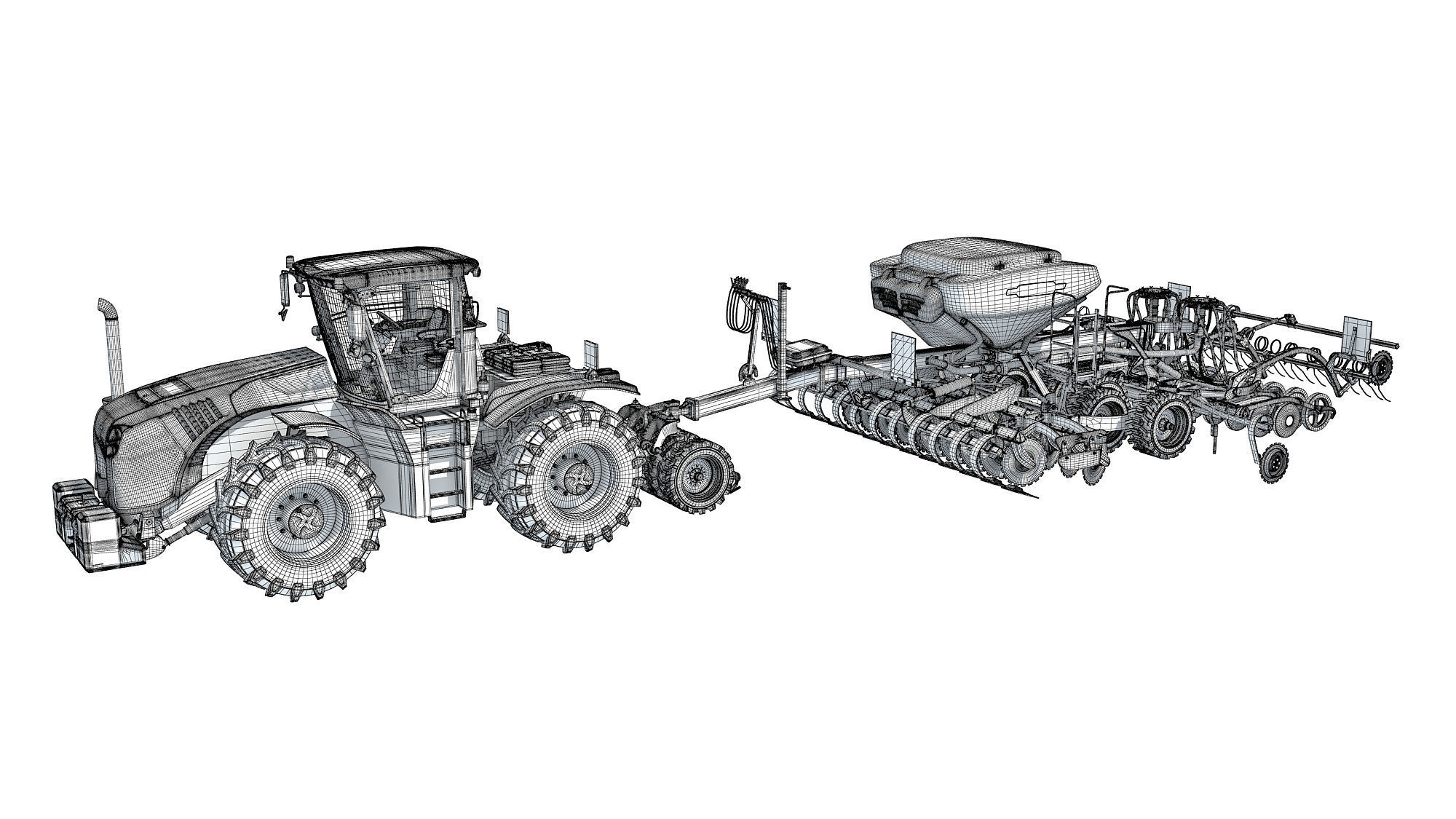 Tractor with Seed Drill 3D model_16