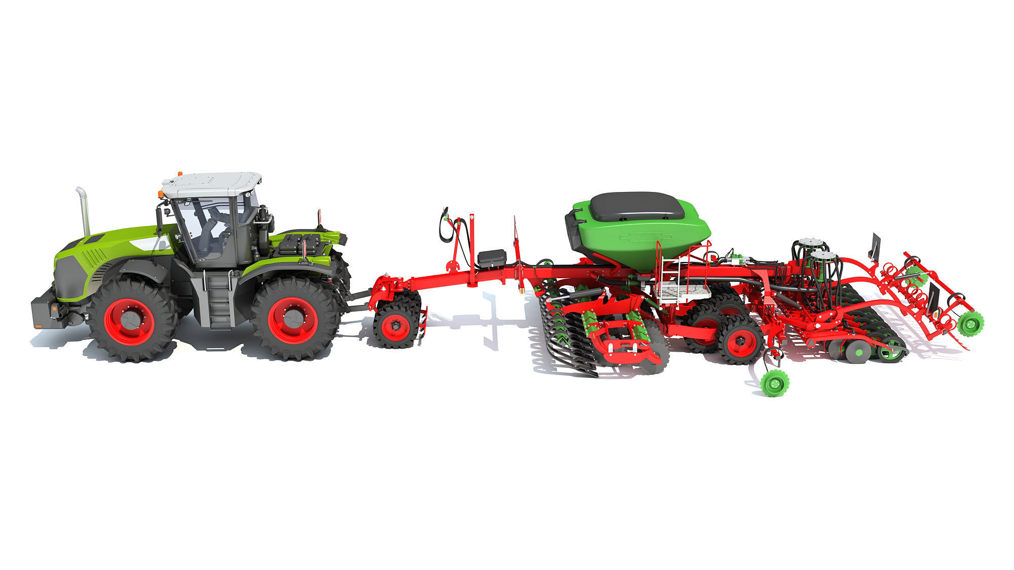 Tractor with Seed Drill 3D model_2