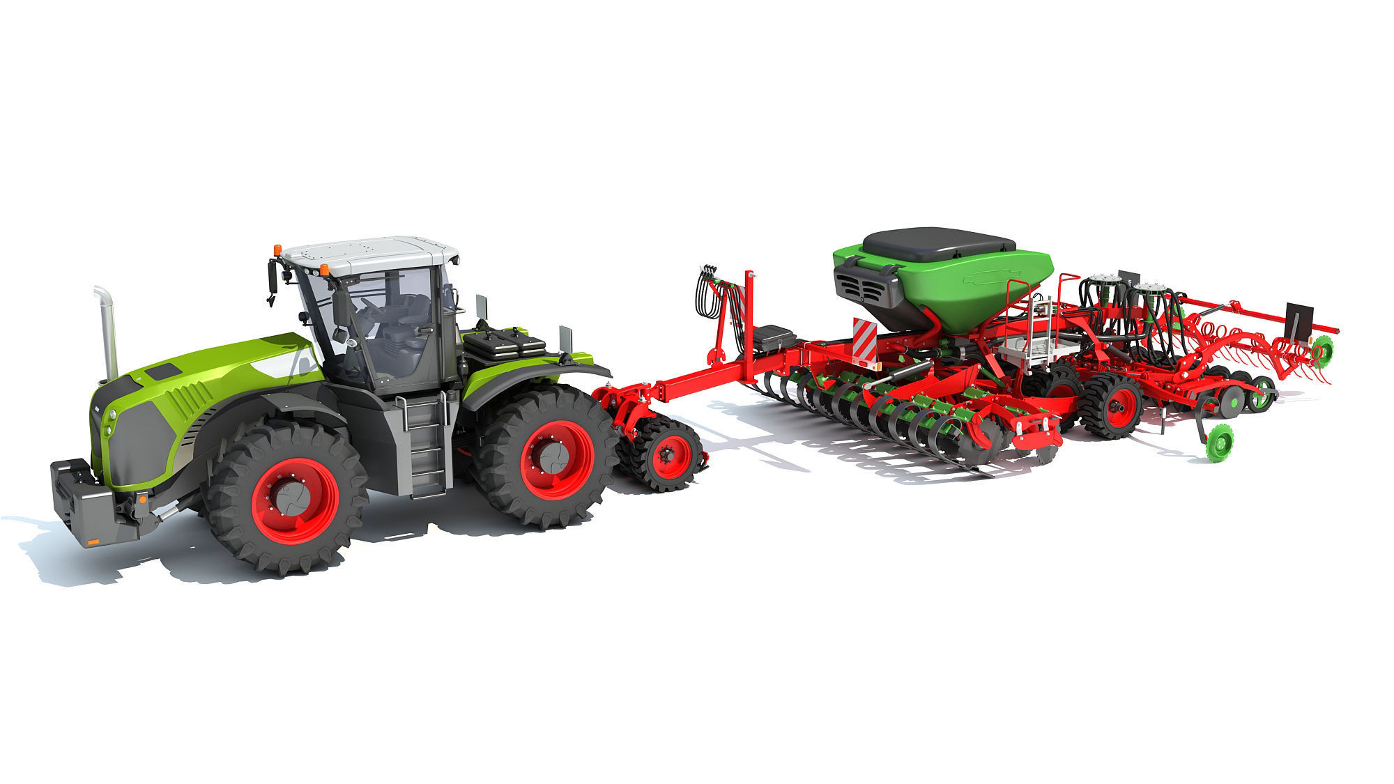 Tractor with Seed Drill 3D model_1