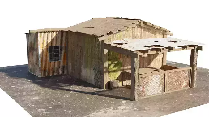 old style hut Low-poly 3D model