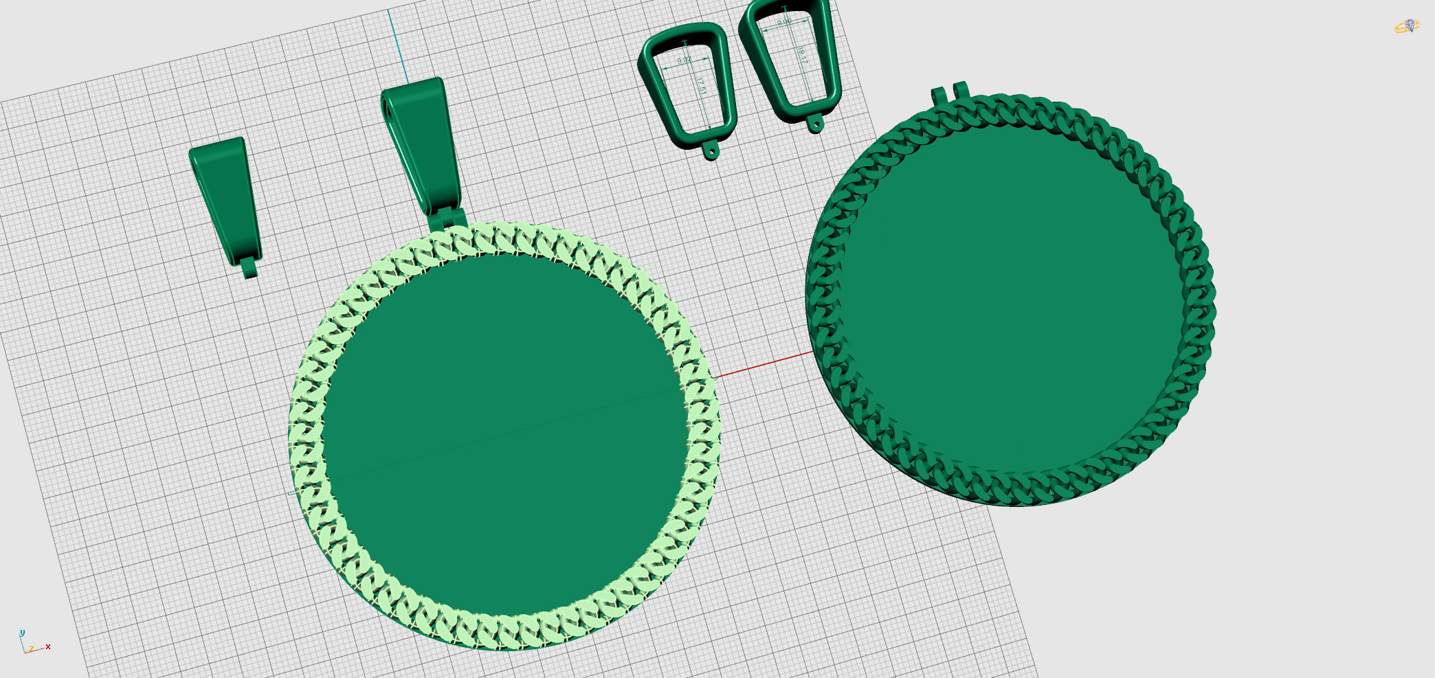 Cuban Link pendant 3 inchs with 2 sizes bails 3D print model_6