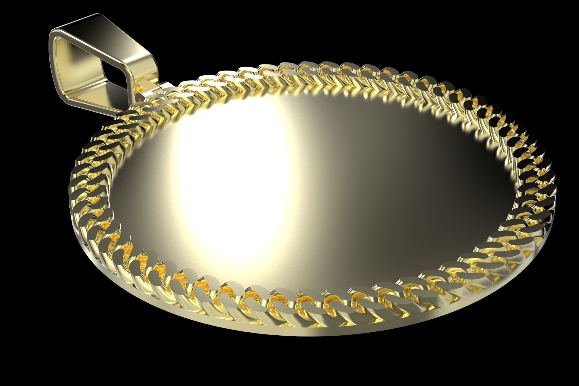 Cuban Link pendant 3 inchs with 2 sizes bails 3D print model_5