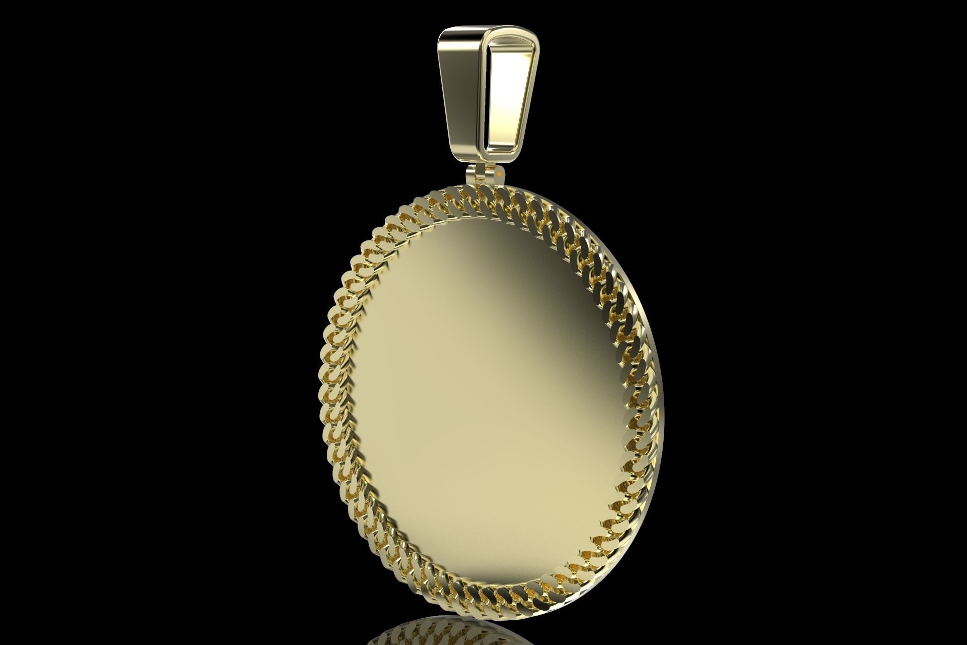 Cuban Link pendant 3 inchs with 2 sizes bails 3D print model_3