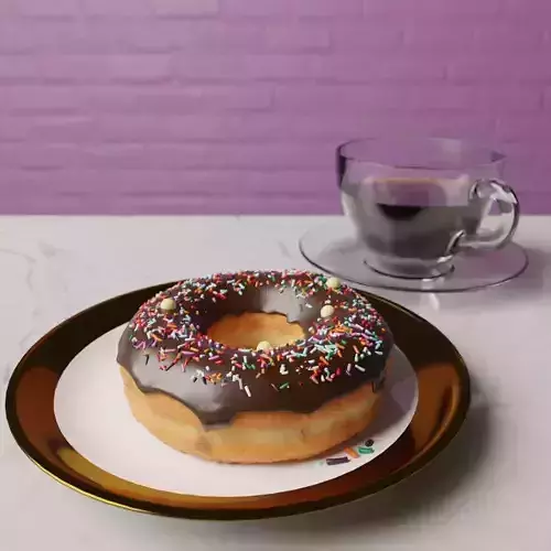 donut cup of water on saucer