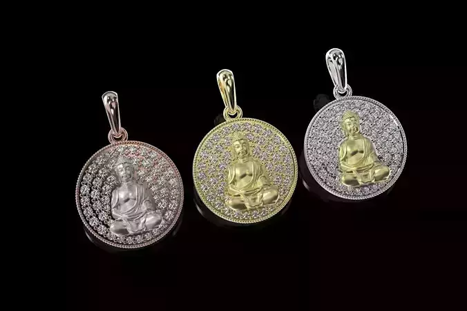 Buda Pendant with stones and Bail 3D print model
